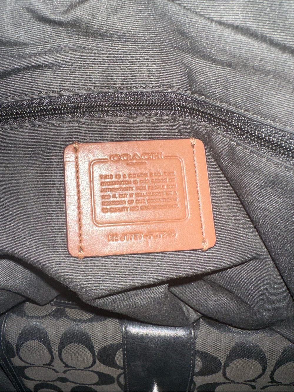 Coach Black and Gray Textured Tote - Picture 3 of 7